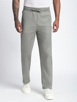 R&B - Grey Solid/Plain Mid Waist Trouser