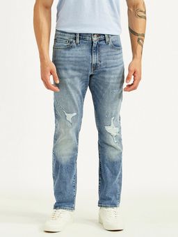 Levi's - Men's 511 Blue Solid/Plain Mid Waist Jeans