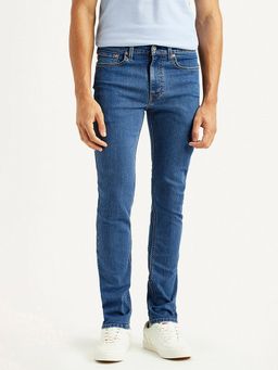 Levi's - Men's 511 Blue Solid/Plain Mid Waist Jeans