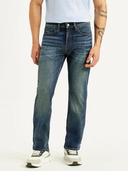 Levi's - Men's 513 Blue Solid/Plain Mid Waist Jeans