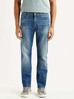Levi's - Men's 513 Blue Solid/Plain Mid Waist Jeans