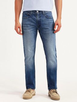 Levi's - Men's 512 Blue Solid/Plain Mid Waist Jeans