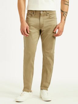 Levi's - Men's 512 Beige Solid/Plain Mid Waist Jeans