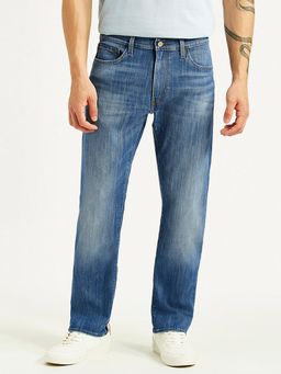 Levi's - Men's 541 Blue Solid/Plain Mid Waist Jeans