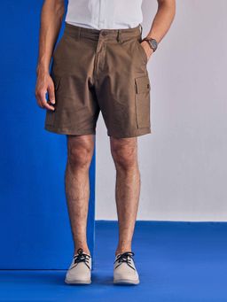 UNSTD - Brown Solid/Plain Mid Waist Short