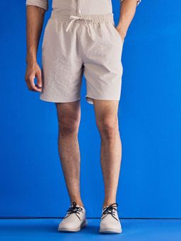UNSTD - Beige Textured Mid Waist Short