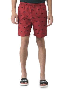 WOODLAND - Red Solid/Plain Mid Waist Short