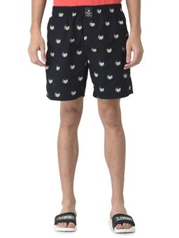 WOODLAND - Navy Blue Solid/Plain Mid Waist Short