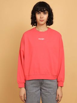 Wrangler - Women Solid Pink Regular Fit Sweatshirt