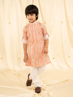 Mini Stitch - Full Sleeves Printed Kurta and Pyjama for Boys - Multi (Set of 2)