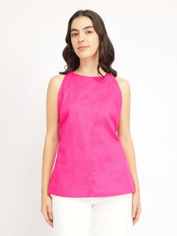 FableStreet - Fuchsia Cotton Blend Top