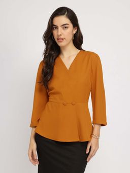 FableStreet - Mustard Cotton Wrap Top