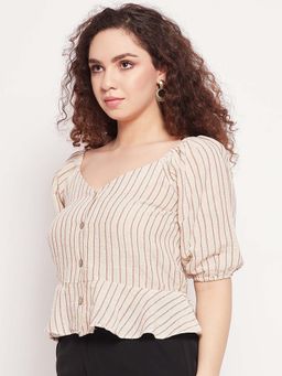 Madame - Striped Sweetheart Neck Top