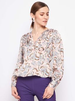 Madame - Printed V-Neck Regular Top