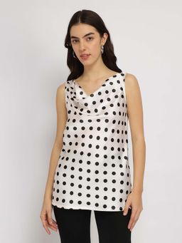 FableStreet - Off White Satin Polka Top