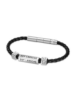 Guy Laroche - Jean Leather Men Silver Bracelet