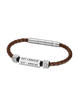 Guy Laroche - Jean Leather Men Silver Bracelet
