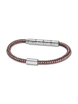 Guy Laroche - Pierre Leather Men Silver Bracelet
