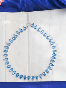 Niscka - Silver Plated Sky Blue Zircon Stone Water Drop Necklace