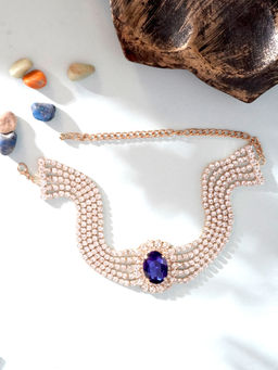 Niscka - Zircon Multi-Layer Navy Blue Choker Necklace
