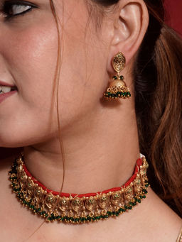 Niscka - 24K Gold-Plated Green Traditional Jewellery Set
