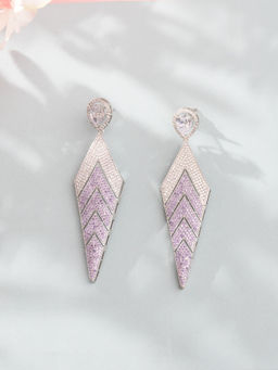 Niscka - Lavender Leaf-Shaped American Diamond Earrings