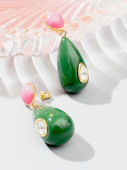 Niscka - Green and Pink Water Drop Earrings