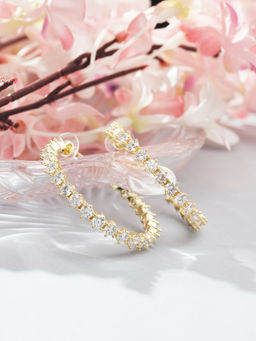 Niscka - Gold Plated American Diamond Hoop Earrings