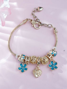 Niscka - Fancy Blue Flower and Heart Design Bracelet