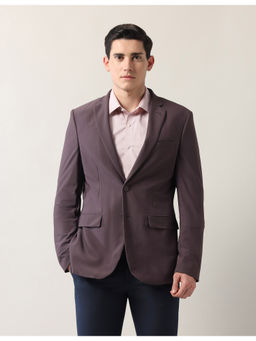 Arrow - Men Arrow Zero Calorie Slim Fit Textured Purple Blazer