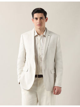 Arrow - Men Arrow Self Design Body Tailored Regular Beige Blazer