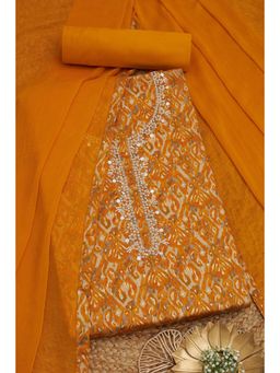 Soch - Womens Pearl Orange Jam Cotton Ethnic Motifs Unstitch Dress Material