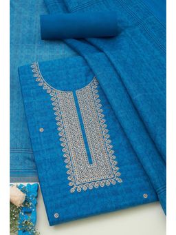 Soch - Womens Sequins Indigo Chanderi Embroidered Unstiched Dress Material