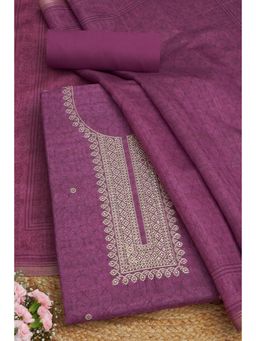 Soch - Womens Sequins Wine Chanderi Embroidered Unstiched Dress Material