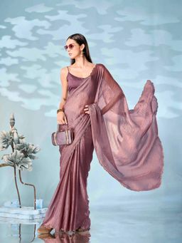 Tikhi Imli - Swaroski Border Mauve Designer Jimmy Choo Saree with Unstitched Blouse