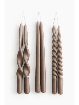 H&M - Brown 6-Pack Taper Candles