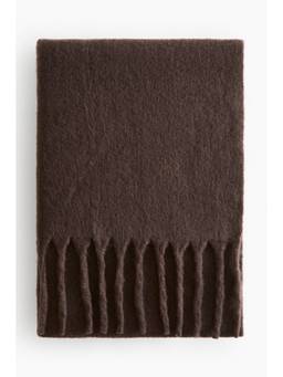 H&M - Brown Fringed Wool-Blend Blanket