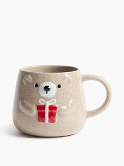 H&M - Beige Bear-Motif Mug