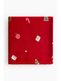 H&M - Red Patterned Fleece Blanket