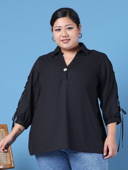 theRebelinme - Women Black Collar Neck Top