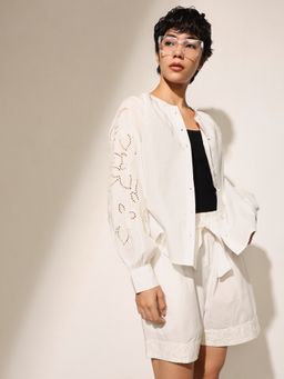 ONLY - Women White Mandarin Neck Top