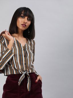 Sera - Women Multi-Color V-Neck Top