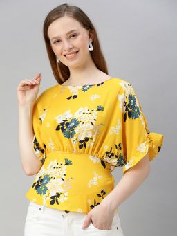 Sera - Women Yellow Round Neck Top
