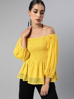 Sera - Women Yellow Off Shoulder Top