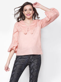 Sera - Women Pink V-Neck Top