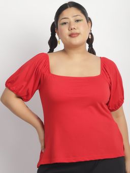 theRebelinme - Women Red Square Neck Top