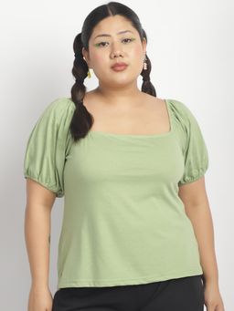 theRebelinme - Women Green Square Neck Top