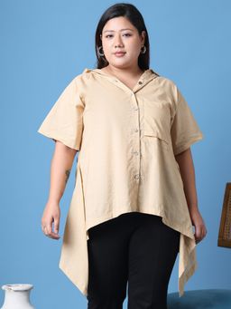 theRebelinme - Women Beige Hooded Top