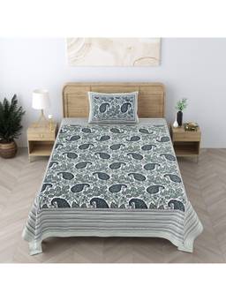 House of Gulab - Multi Color Cotton Floral Print Single Bedsheet With 1 Pillow Cover