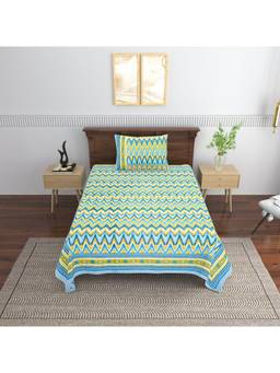 House of Gulab - Multi Color Cotton Floral Print Single Bedsheet With 1 Pillow Cover